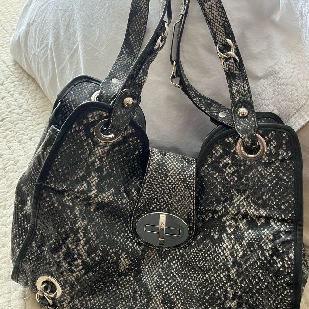 Stuart Weitzman snake print satchel VGUC - Picture 5 of 14